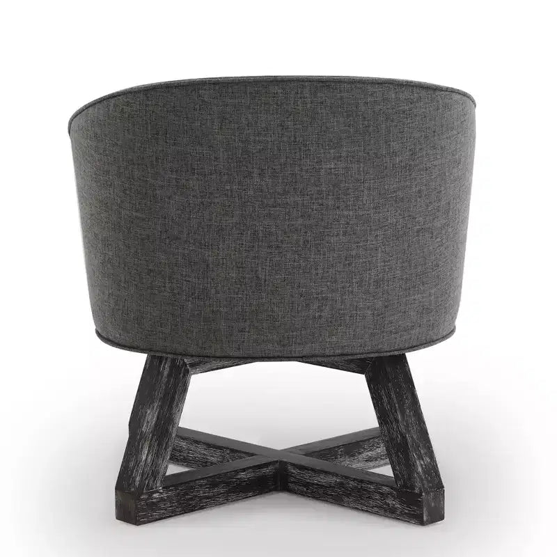 Sedia Glenn Girevole a 360° in Lino con Base a Croce in Legno di Gomma