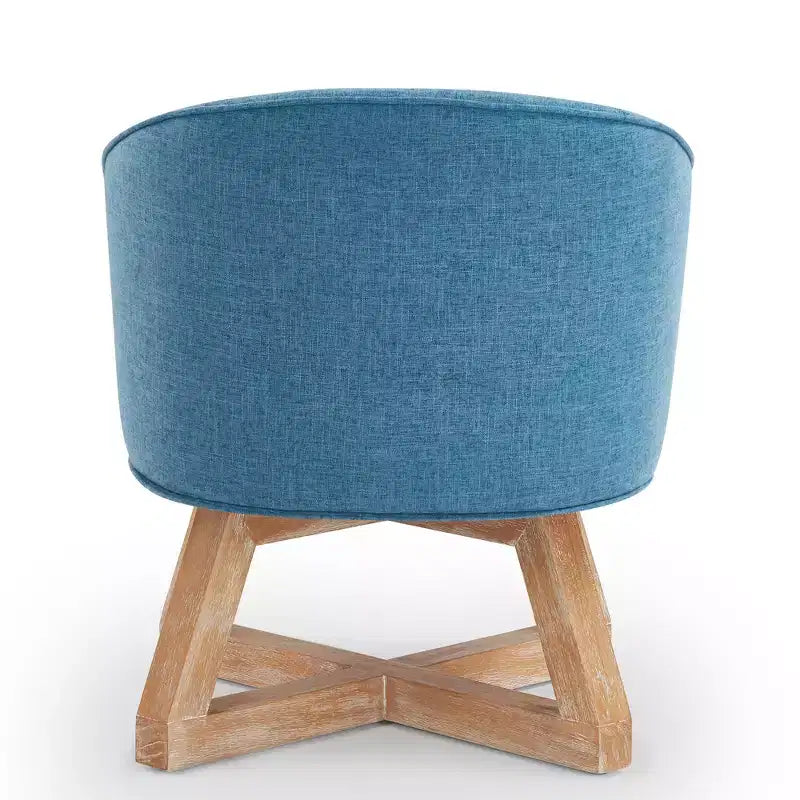 Sedia Glenn Girevole a 360° in Lino con Base a Croce in Legno di Gomma