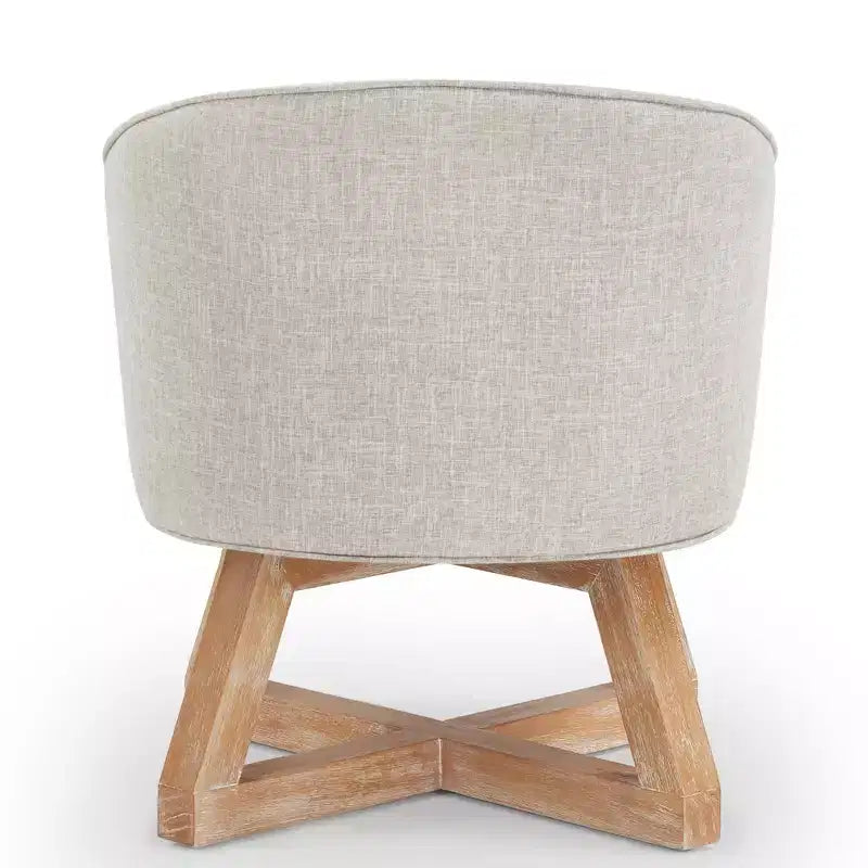 Sedia Glenn Girevole a 360° in Lino con Base a Croce in Legno di Gomma