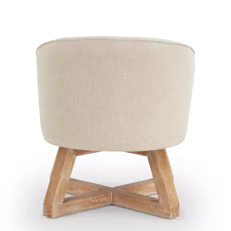 Sedia Glenn Girevole a 360° in Lino con Base a Croce in Legno di Gomma