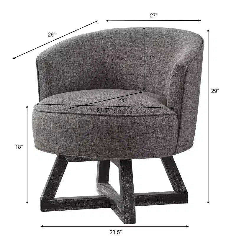 Sedia Glenn Girevole a 360° in Lino con Base a Croce in Legno di Gomma