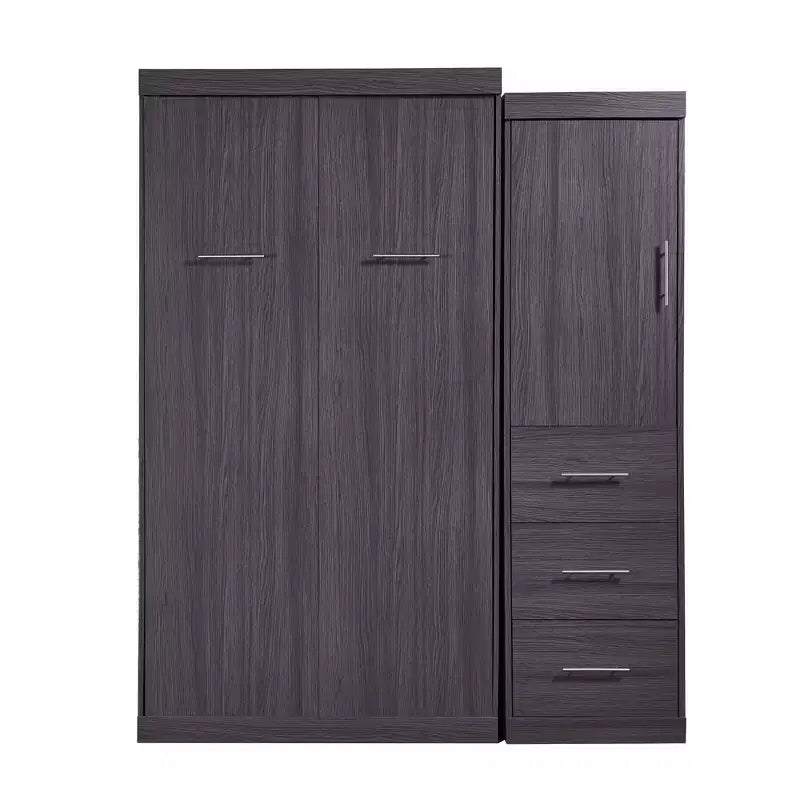 Letto a scomparsa in legno con armadio e cassetti