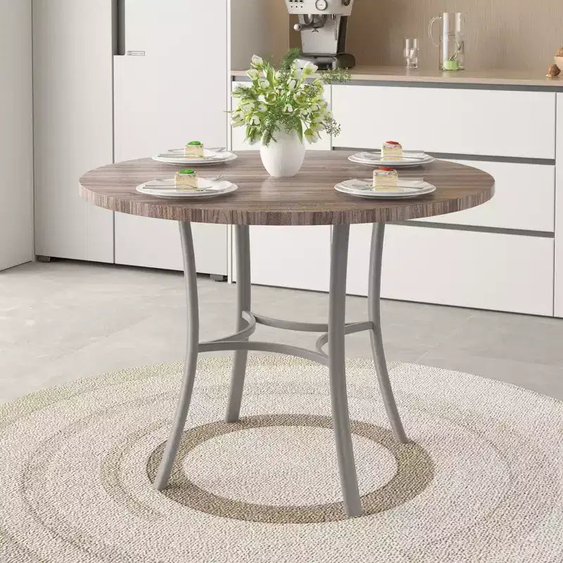 Tavolo da pranzo rotondo da 36 pollici per 4 persone, piano in finto marmo con gambe in metallo per cucina, piccoli spazi
