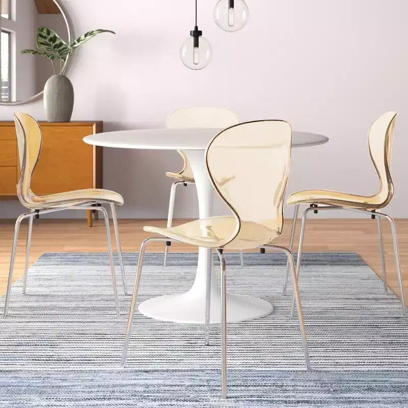 Set da Pranzo 5 Pezzi Bianco - Tavolo Rotondo e 4 Sedie da Pranzo Ergonomiche in Plastica