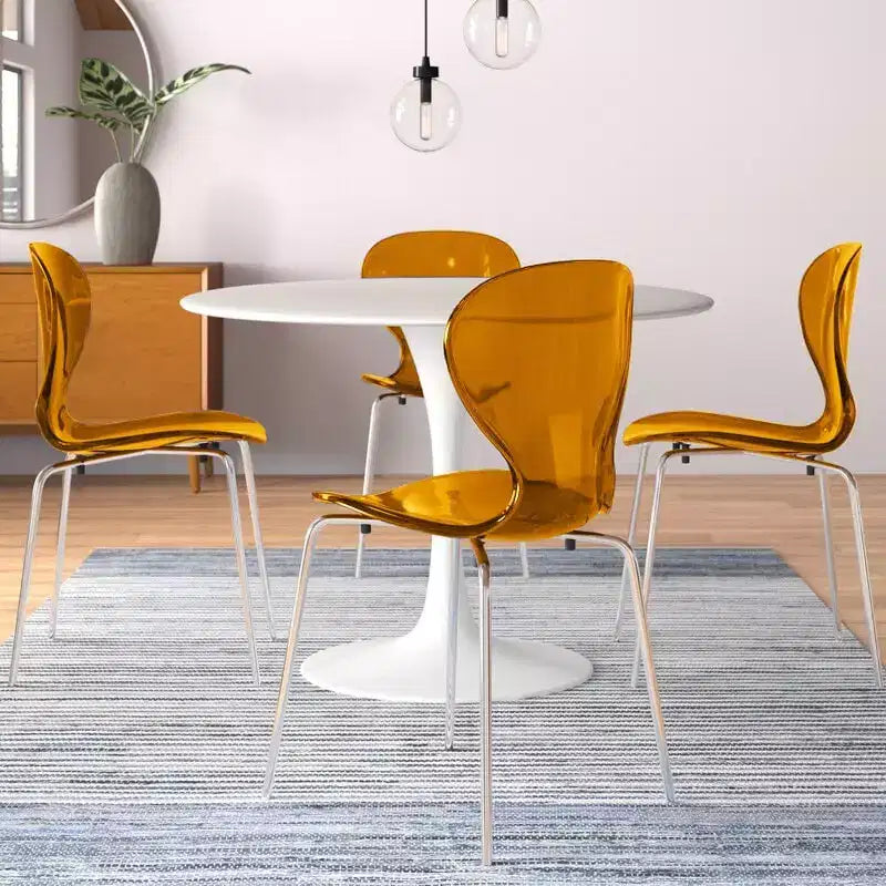 Set da Pranzo 5 Pezzi Bianco - Tavolo Rotondo e 4 Sedie da Pranzo Ergonomiche in Plastica