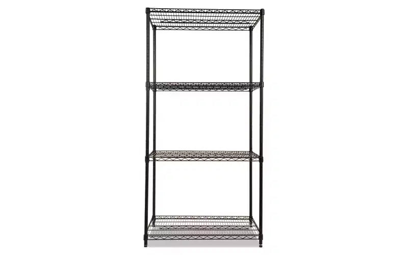 Kit Scaffalatura a quattro ripiani in filo, certificata industriale, 36l x 24p x 72h, nera