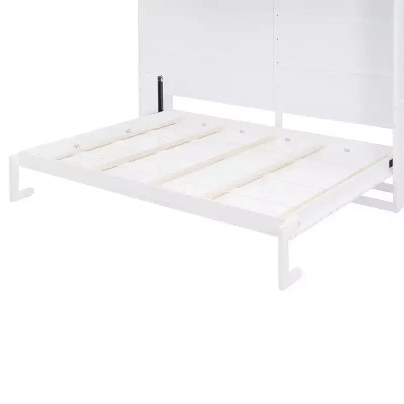 Letto a scomparsa matrimoniale Queen size dal design moderno, ripiegabile in un mobile con ripiani superiori e porte USB