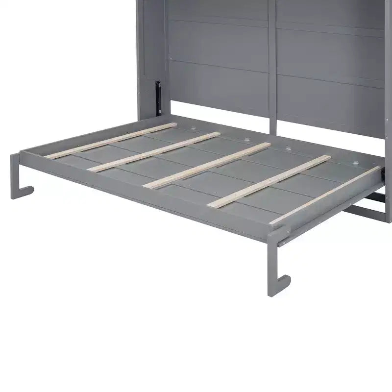 Letto a scomparsa matrimoniale Queen size dal design moderno, ripiegabile in un mobile con ripiani superiori e porte USB