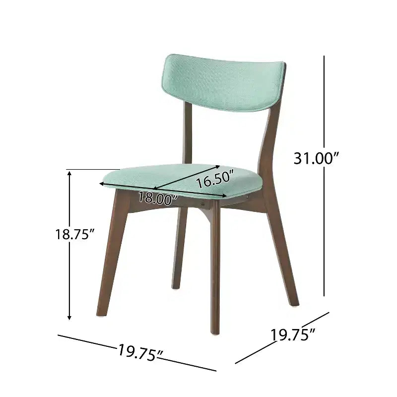 Set da pranzo imbottito in legno di gomma stile Mid-Century Modern, 7 pezzi