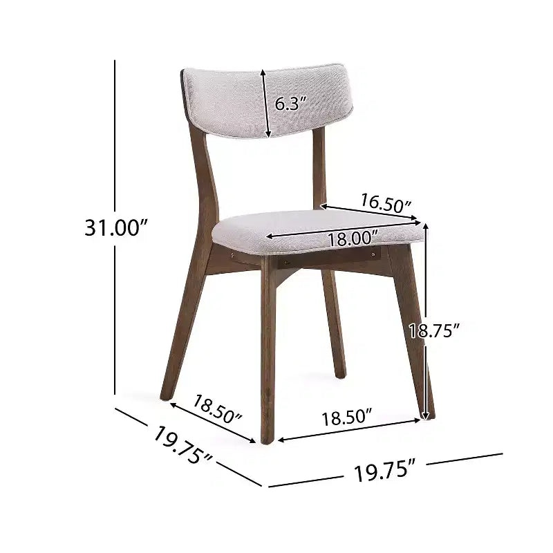 Set da pranzo imbottito in legno di gomma stile Mid-Century Modern, 7 pezzi