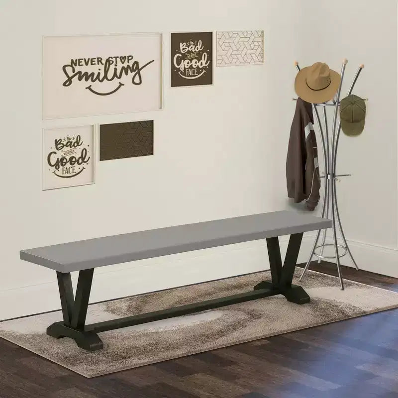 Panca Moderna per Tavolo da Pranzo con Seduta in Legno, 72x15x18 Pollici, Nero Spazzolato