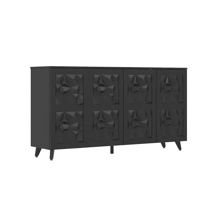 Cassettiera 4 ante in stile "diamante" - Superficie effetto tessuto per il soggiorno