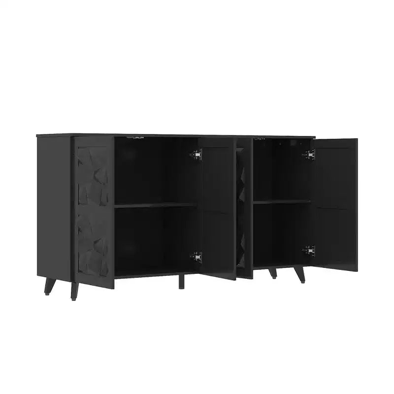 Cassettiera 4 ante in stile "diamante" - Superficie effetto tessuto per il soggiorno