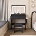Okak Modern Vanity Table with Large Mirror & Lights,Storage Dressing Desk with Drawers & Small Stool,Makeup Table Set for Bedrooms