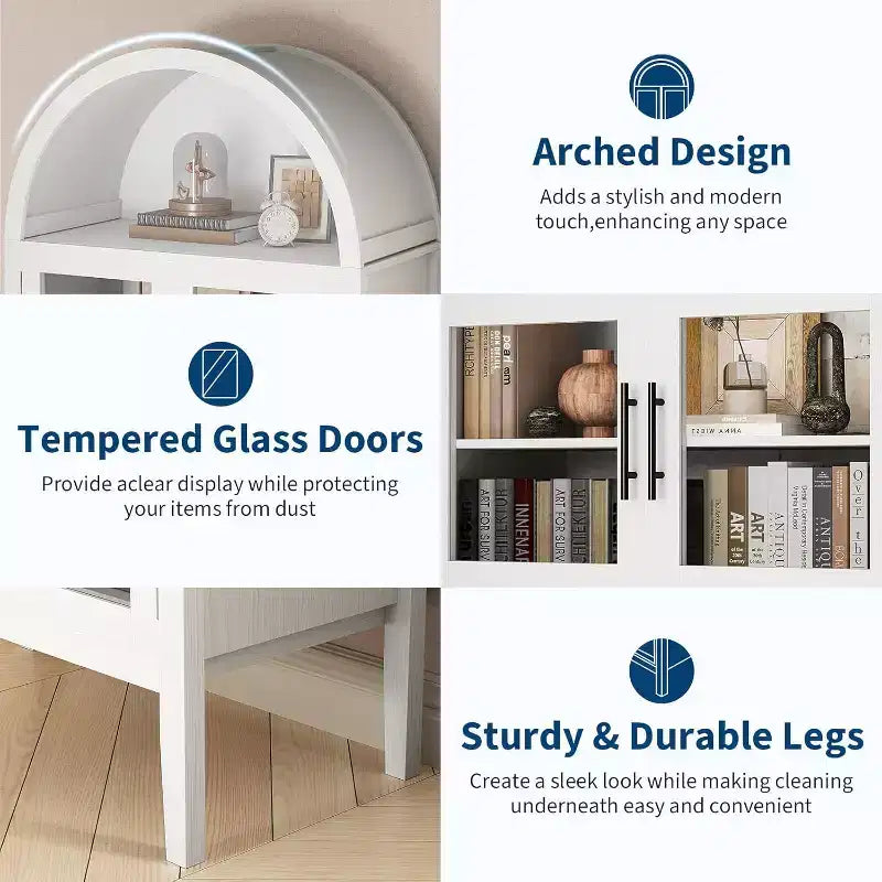 Dispensa da cucina alta 70 con ripiani ad arco, luci a LED e ripiani regolabili, libreria ad arco per cucina, sala da pranzo, soggiorno