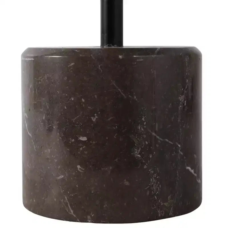 Tavolino con Piano Rotondo in Marmo e Base Decorativa - Pezzo d'Accento Moderno per Piccoli Spazi, Arredamento Camera e Arredamento Casa - 21, Nero e Marrone