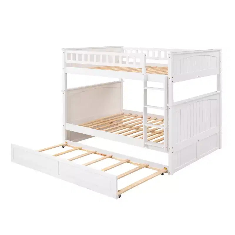 Letto a castello Full su Full con letto estraibile, struttura letto a castello in legno di dimensioni Full per bambini e ragazzi
