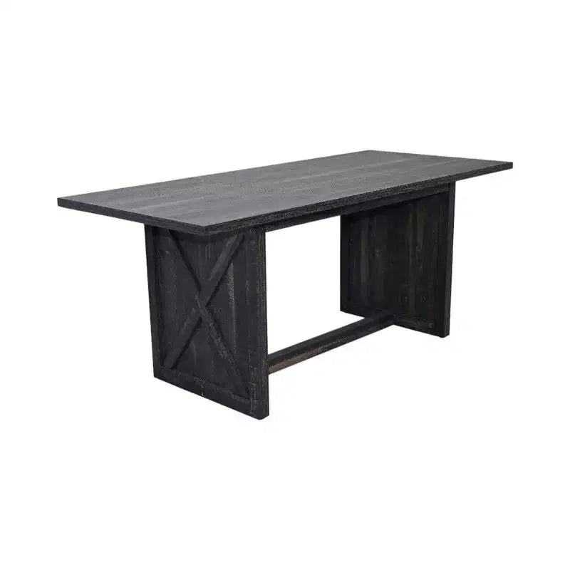 Tavolo da Pranzo Rettangolare con Base a X, Stile Industriale Rustico per Sala da Pranzo, Legno Nero