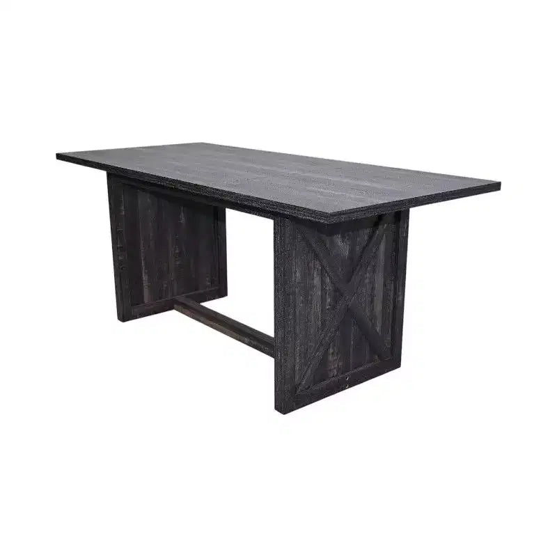 Tavolo da Pranzo Rettangolare con Base a X, Stile Industriale Rustico per Sala da Pranzo, Legno Nero