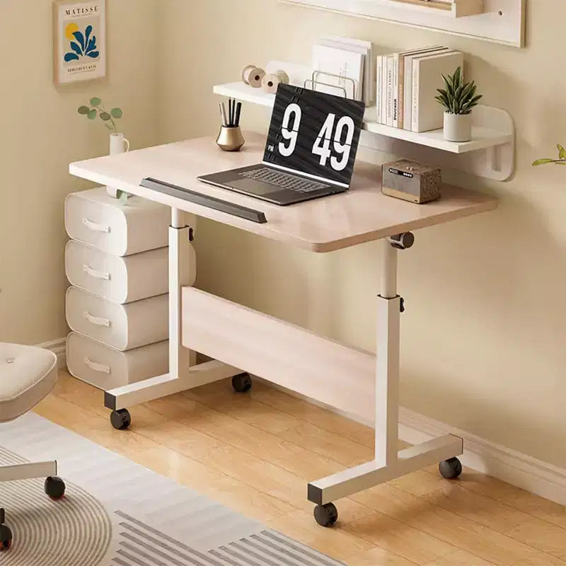 Scrivania Regolabile in Piedi (80x40cm, Altezza 65-87cm) Scrivania per Computer Mobile e Pieghevole con Ruote per Ufficio Domestico, Tavolo Portatile Rotolante