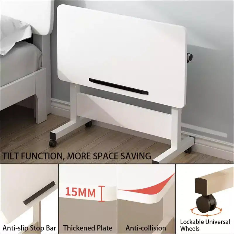 Scrivania Regolabile in Piedi (80x40cm, Altezza 65-87cm) Scrivania per Computer Mobile e Pieghevole con Ruote per Ufficio Domestico, Tavolo Portatile Rotolante