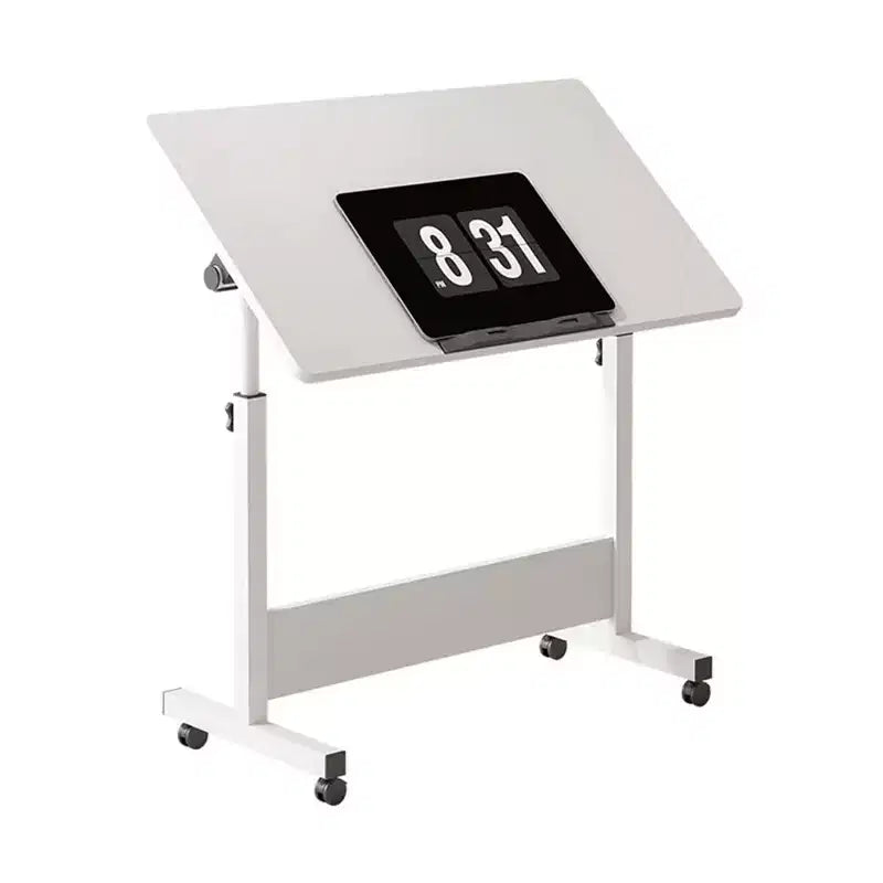 Scrivania Regolabile in Piedi (80x40cm, Altezza 65-87cm) Scrivania per Computer Mobile e Pieghevole con Ruote per Ufficio Domestico, Tavolo Portatile Rotolante
