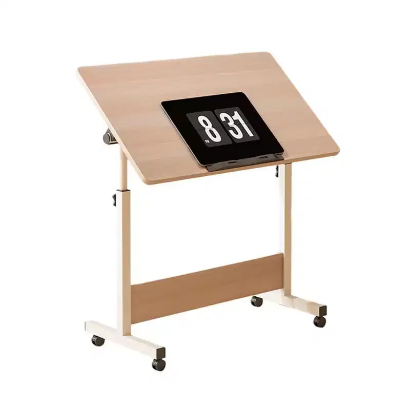 Scrivania Regolabile in Piedi (80x40cm, Altezza 65-87cm) Scrivania per Computer Mobile e Pieghevole con Ruote per Ufficio Domestico, Tavolo Portatile Rotolante