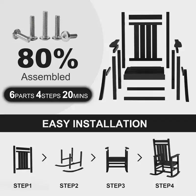 Sedie a Dondolo da Esterno Oversize in HDPE, Sedie a Dondolo da Giardino Resistenti per Tutte le Condizioni Atmosferiche, Sedie a Dondolo Durevoli per Portico, Esterno, Cortile Anteriore, Terrazza, Giardino