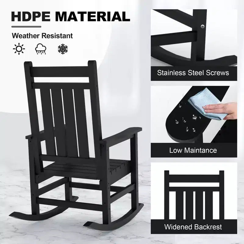 Sedie a Dondolo da Esterno Oversize in HDPE, Sedie a Dondolo da Giardino Resistenti per Tutte le Condizioni Atmosferiche, Sedie a Dondolo Durevoli per Portico, Esterno, Cortile Anteriore, Terrazza, Giardino