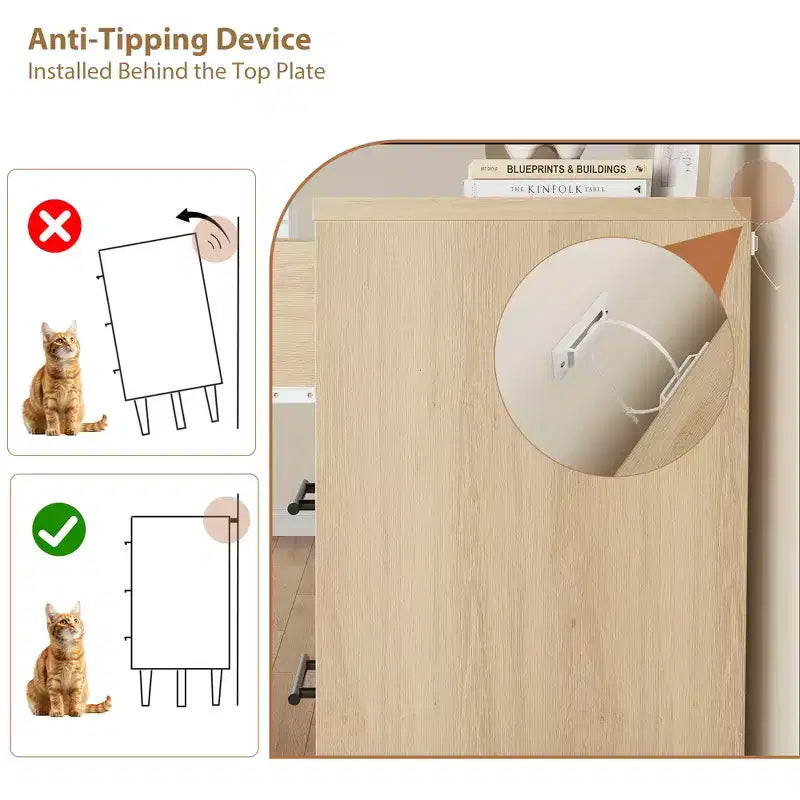 Cassettiera a 6 cassetti in rovere naturale, contenitore autoportante (altezza 118 cm) per camera da letto, soggiorno o ingresso