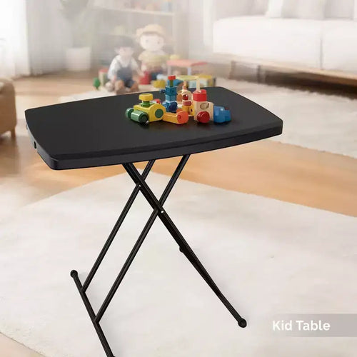 Tavolo pieghevole da patio nero da 30" in plastica, altezza regolabile, leggero e resistente alle intemperie