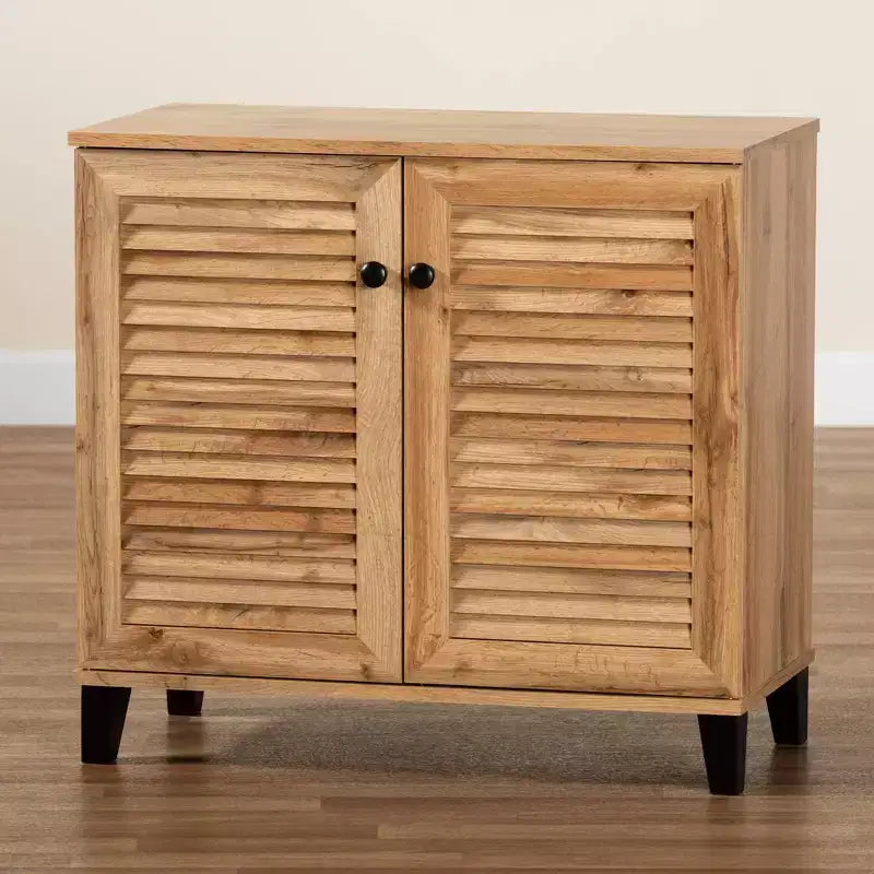 Mobiletto portaoggetti a 2 ante Marrone Rovere Stile Nautico, 4 ripiani fissi, Struttura in legno