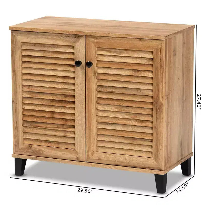 Mobiletto portaoggetti a 2 ante Marrone Rovere Stile Nautico, 4 ripiani fissi, Struttura in legno