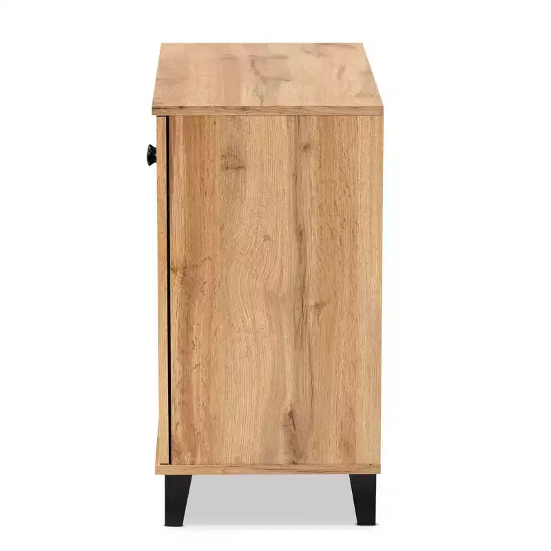Mobiletto portaoggetti a 2 ante Marrone Rovere Stile Nautico, 4 ripiani fissi, Struttura in legno