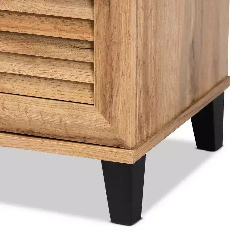 Mobiletto portaoggetti a 2 ante Marrone Rovere Stile Nautico, 4 ripiani fissi, Struttura in legno