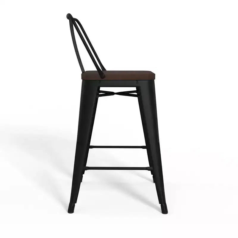 Set di 4 sgabelli da bar alti Josephine in metallo/legno da 61 cm