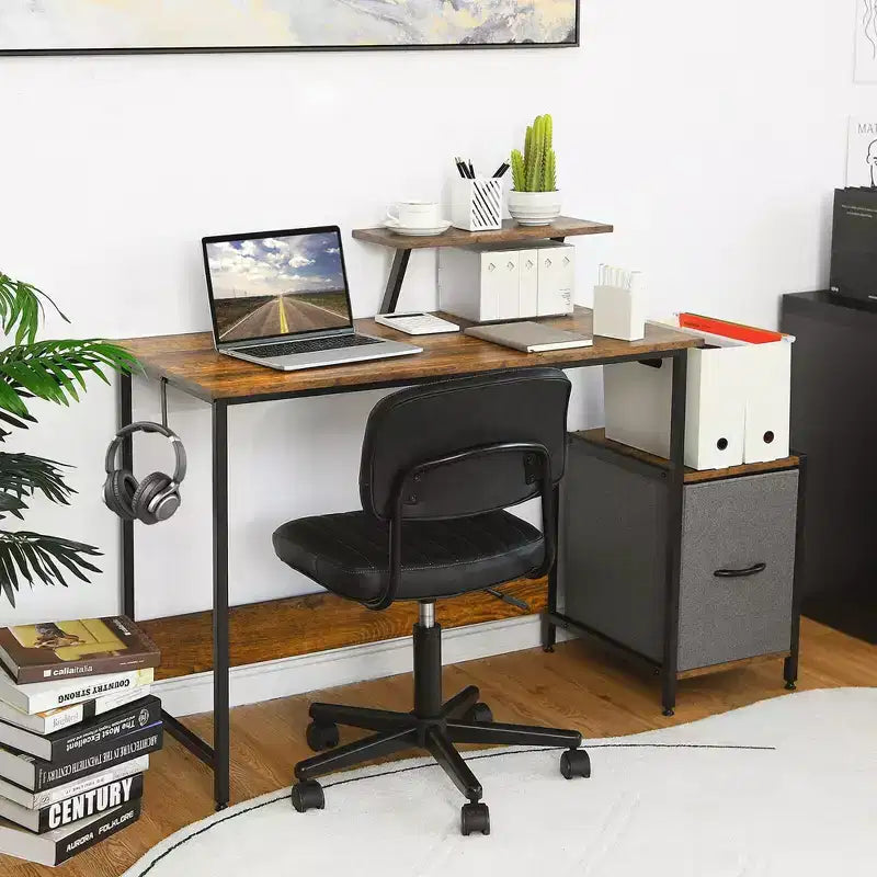 Scrivania da Computer Workstation da Ufficio con Scaffale e Ripiani Mobili